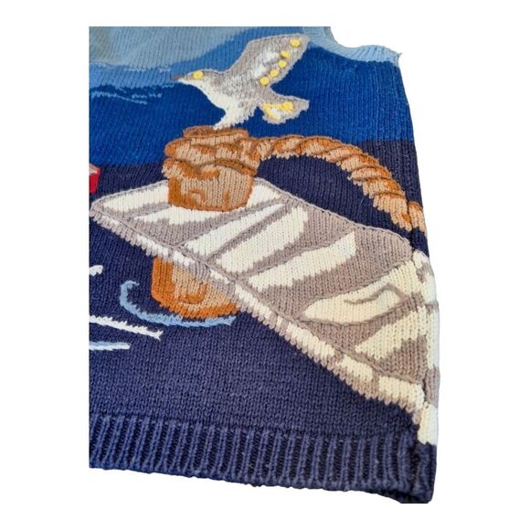 Vintage Preppy Coastal Nautical Embroidered Cotton Blend Sweater Vest Womens S - Picture 8 of 16